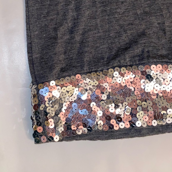 Gray Cropped Sleeve Light Pink And Silver Sequin Borders Size Small - Picture 5 of 5